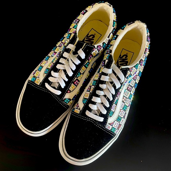 Vans Old Skool Primary Check with Custom Crystals - Picture 10 of 12